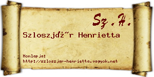 Szloszjár Henrietta névjegykártya